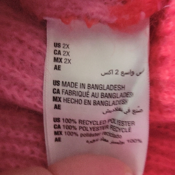 Vibrant Pink and Red Striped Women's Sweater - Picture 3 of 4